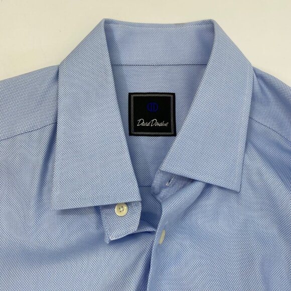 David Donahue Blue Casual Button Up Shirt | Size 16 Regular - Picture 5 of 5